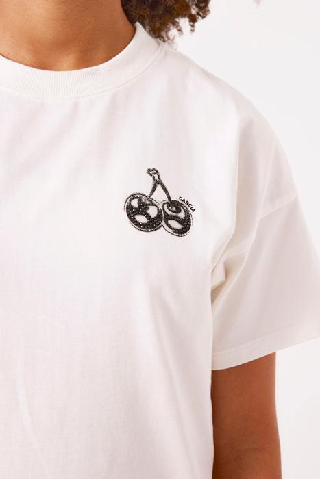 T-Shirt kurzarm Mädchen creme Rückenprint Kirsche Garcia 128 140 152 164 176