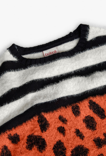 Longpullover Flauschkleid gemustert Boboli3